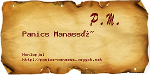 Panics Manassé névjegykártya